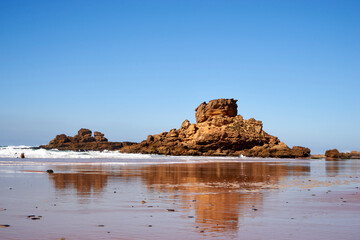 Poster - Praia da Cordoama und Praia do Castelejo am Atlantik in der Nähe von Vila do Bispo, Algarve, Distrikt Faro, Portugal, Europa
