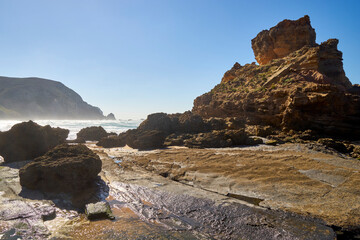 Poster - Praia da Cordoama und Praia do Castelejo am Atlantik in der Nähe von Vila do Bispo, Algarve, Distrikt Faro, Portugal, Europa
