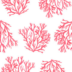 Watercolor under sea, seamless pattern. Colorful watercolor corals. Textile print.