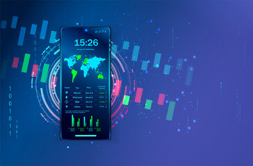 Poster - stock market forex chart. smart investment technology, global financial investment network economic 