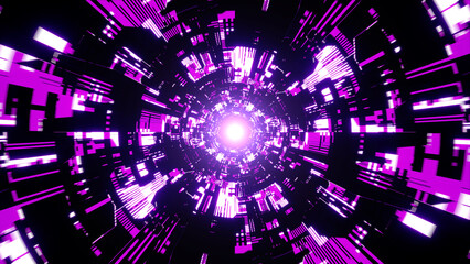 Wall Mural - Bright Purple Futuristic Sci Fi Tunnel Texture Background