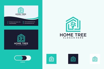 Wall Mural - modern home tree logo design template