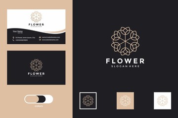 Wall Mural - flower line art logo design template