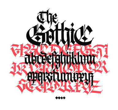 Gothic. Vector. Uppercase and lowercase letters. Beautiful and stylish calligraphy. Elegant european font for design. Medieval modern style. Elegant pattern for fabric and packaging.