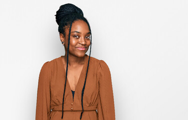 Poster - Young african american woman wearing casual clothes smiling looking to the side and staring away thinking.