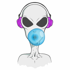 Wall Mural - modern alien with chewing gum