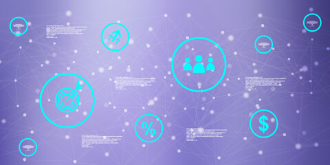Poster - 2D Digital Abstract Business Networking background
