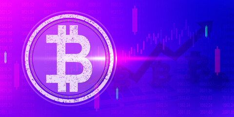 Poster - 2d rendering bitcoin sign concept
