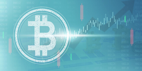 Poster - 2d rendering bitcoin sign concept

