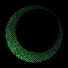 Poster - Green dotted moon on black background.