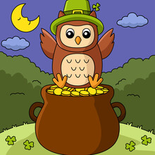 St. Patricks Day Owl Cartoon Vector Colored 