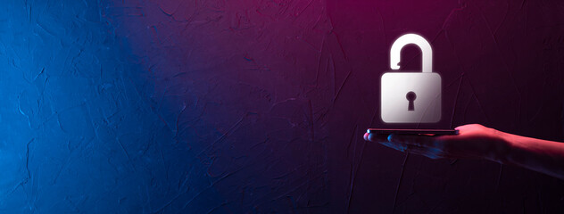 cyber security network. padlock icon and internet technology networking. businessman protecting data