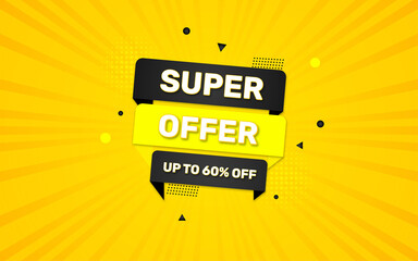 Wall Mural - super offer sale banner with editable text effect