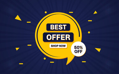 Wall Mural - best offer sale banner with editable text effect