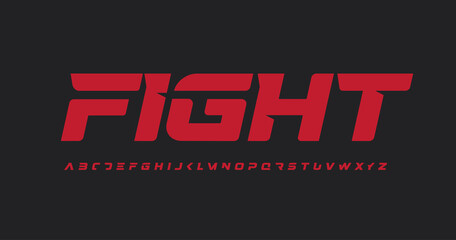 Aufkleber - Fight font battle alphabet strike letters. Modern logo typography. Minimal dynamic typographic design. Sport letter set for power logo, headline, monogram and branding type. Isolated vector typeset