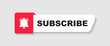 Subscribe button with bell. Subscribe to video channel. Button subscriptions for social media. Web button for promotion and marketing. Vector illustration.