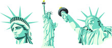 Statue Of Liberty. Three Angles. Face And Full Size