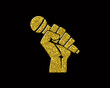 Microphone Mic symbol Golden icon Gold Glitters logo illustration