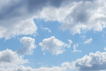 Beautiful Blue Clouds In The Sky. Blue Sky Background.