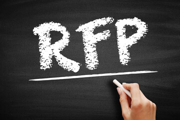 Poster - rfp request for proposal - document that solicits proposal and made through a bidding process, acron