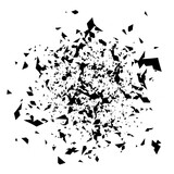 Fototapeta  - Abstract random scattered shape. Explosion, broken glass, fragments and rupture illustration, pattern