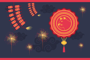 Sticker - fireworks new year of tiger