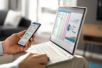 Poster - Man Using Spreadsheet Data