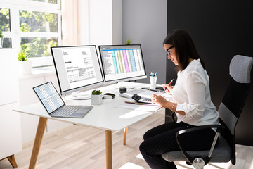 Poster - Accountant Manager Using Financial Manager Invoice
