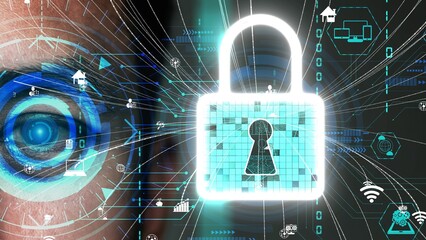 Aufkleber - cyber security encryption technology to protect data privacy conceptual . 3d render computer graphic