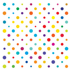 Poster - Colorful random, diffuse circles, dots pattern. Scattered speckles, polka dots
