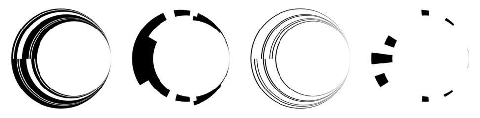 Leinwandbilder - Set of abstract circle graphic. Geometric circle, ring design element. Circular, concentric angular shape icon, symbol