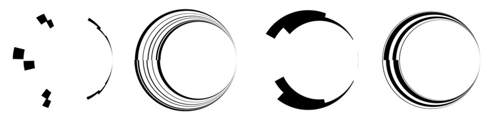 Leinwandbilder - Set of abstract circle graphic. Geometric circle, ring design element. Circular, concentric angular shape icon, symbol