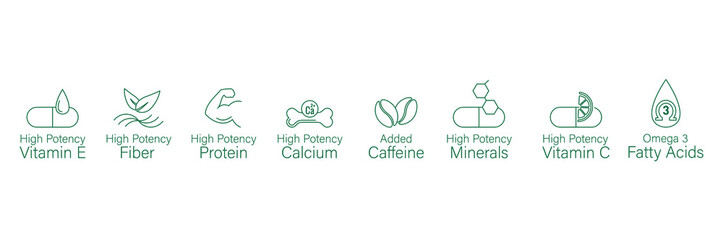 Wall Mural - high potency vitamin e, fiber, calcium, protein, caffeine, minerals, vitamin c, omega 3 fatty acid i