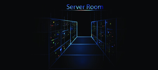 Wall Mural - technology background and bit hacker network and vector picture, binary, assembly, matrix  and server room