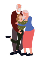 Wall Mural - family grandparents and girl