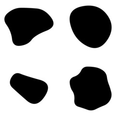 Poster - Random blotch, inkblot. Organic blob, blot. Speck shape.Splat, fleck graphic. Drop of liquid, fluid. Pebble, stone silhouette.Ink stain, mottle spot irregular shape. Basic, simple rounded, smooth form