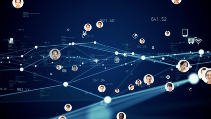 Poster - People and communication network concept. Social networking. Human resources.