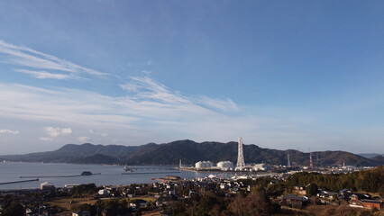 柳井火力発電所・ドローン空撮　山口県柳井市の街並み！