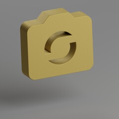Aufkleber - Camera icon. Yellow symbol social icons on gray background. 3d rendering illustration. Background pattern for design..