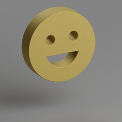Poster - Emoji Emotions icon. Yellow symbol social icons on gray background. 3d rendering illustration. Background pattern for design.