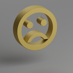 Poster - Emoji Emotions icon. Yellow symbol social icons on gray background. 3d rendering illustration. Background pattern for design.