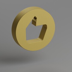 Poster - Recommend icon. Yellow symbol social icons on gray background. 3d rendering illustration. Background pattern for design.