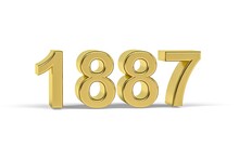 Golden 3d Number 1887 - Year 1887 Isolated On White Background - 3d Render