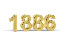 Golden 3d Number 1886 - Year 1886 Isolated On White Background - 3d Render