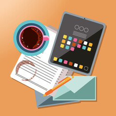 Canvas Print - office tablet and paperwork