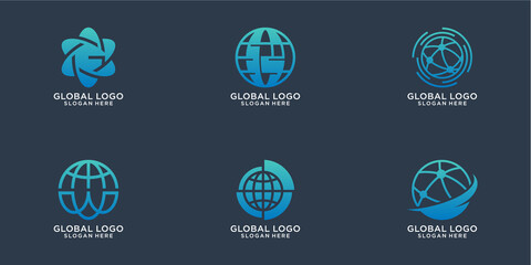 set of abstract global logo design