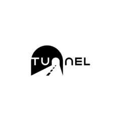 Sticker - Tunnel text typography logo design.