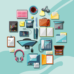 Canvas Print - office supplies icons