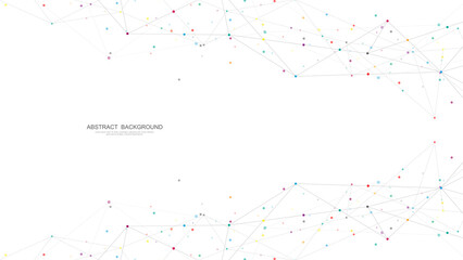 Fototapete - Abstract geometric background with connecting the dots and lines. Networking concept, internet connection and global communication