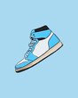 Blue and white sneaker - blue background